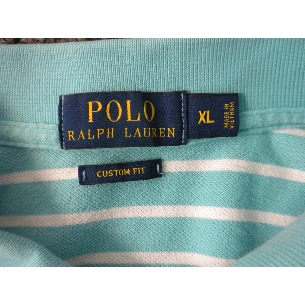 Polo Ralph Lauren Polo Shirt Mens XL Seafoam Green Striped Knit Pony Golf Preppy